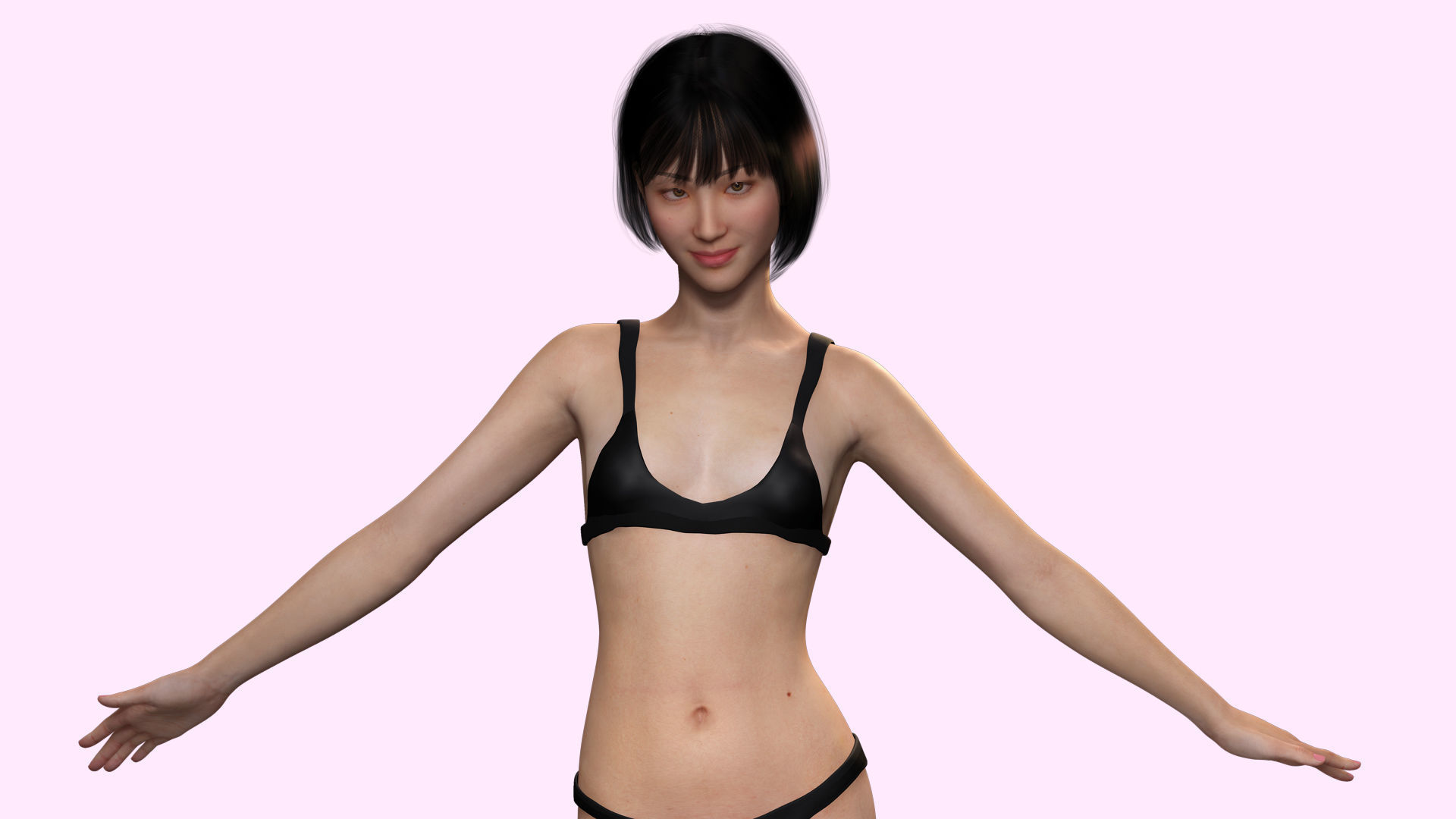 Asian Woman Base Shape Clean Low-poly 3D model_5
