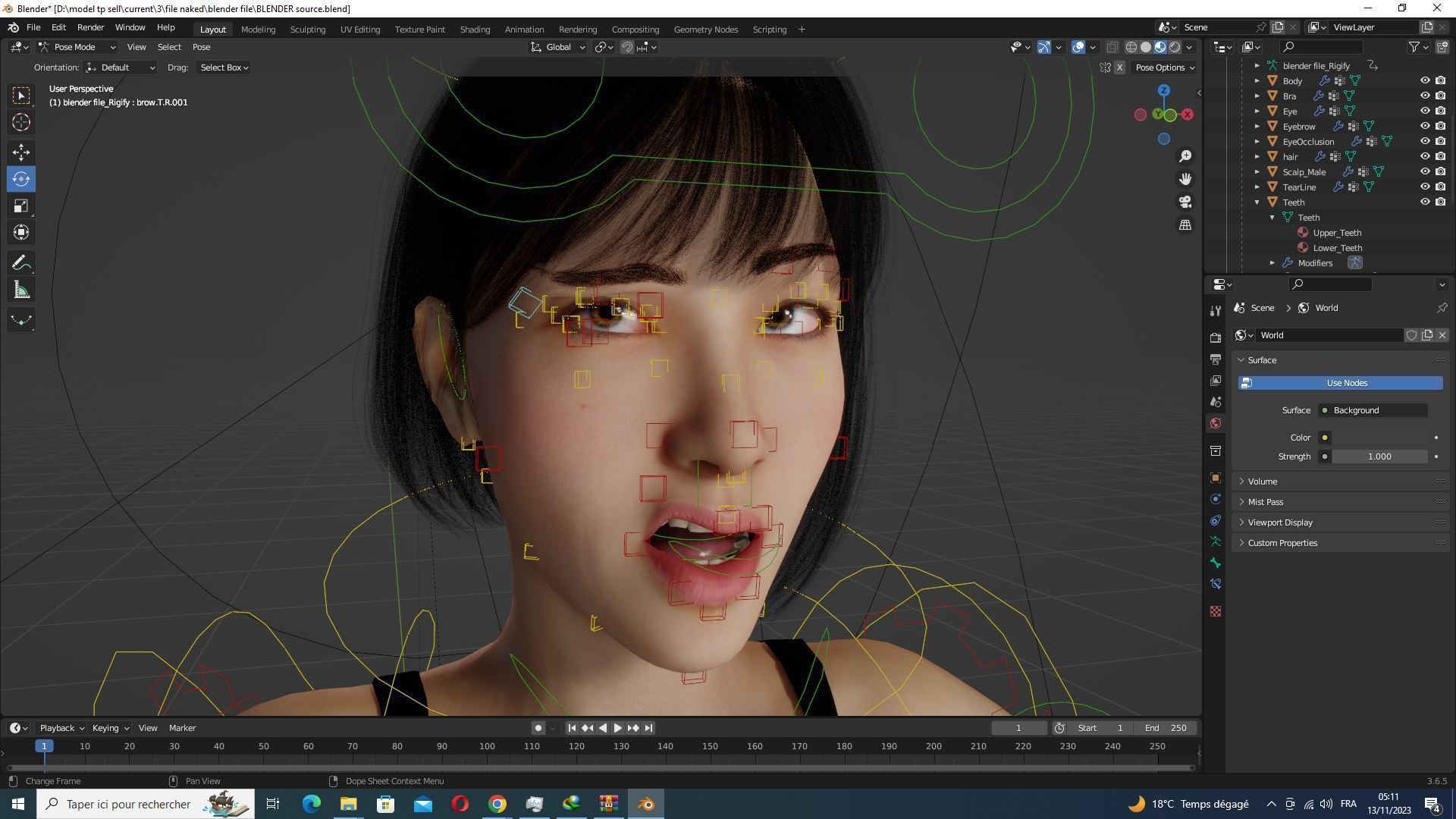 Asian Woman Base Shape Clean Low-poly 3D model_28