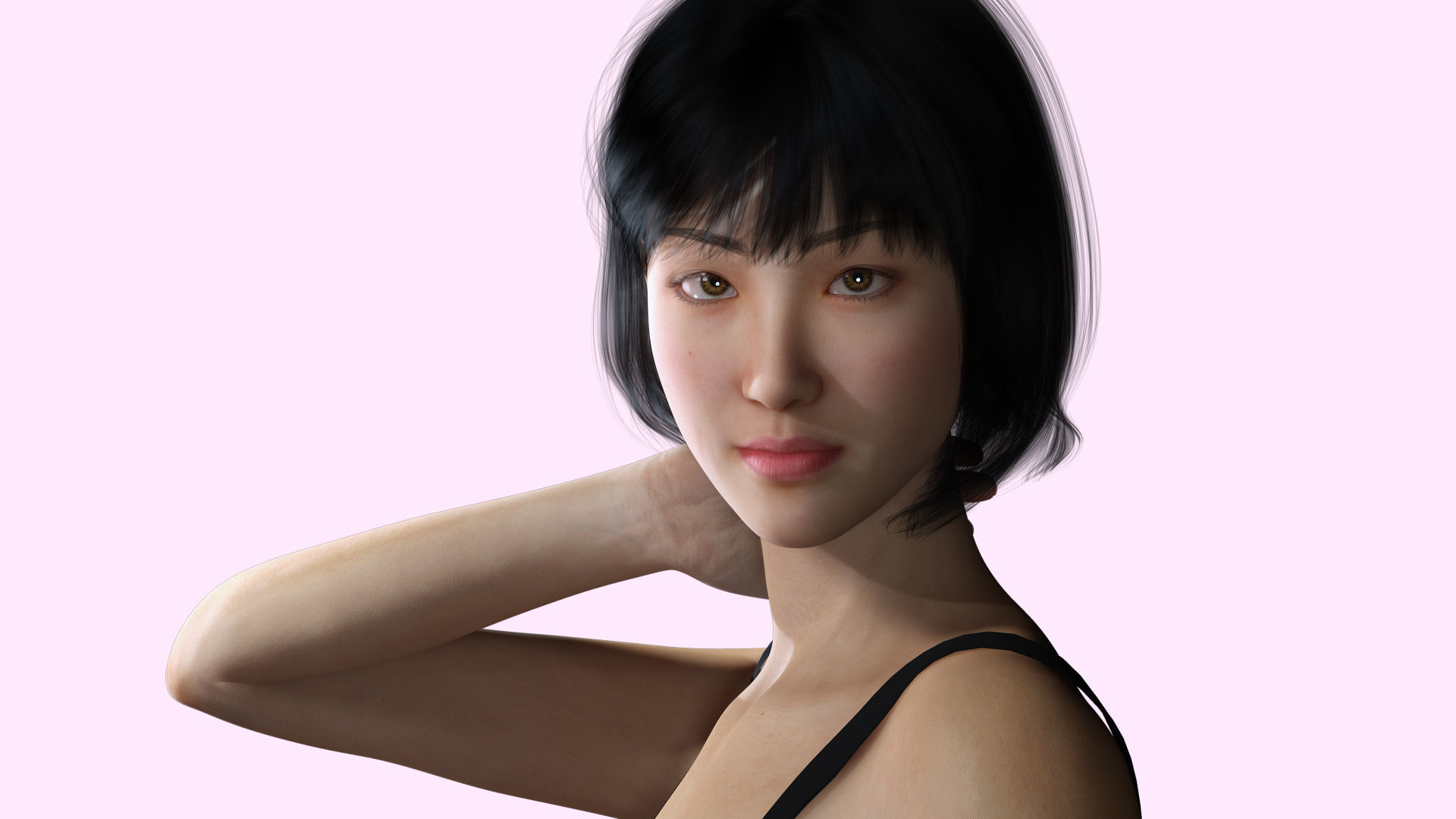 Asian Woman Base Shape Clean Low-poly 3D model_11