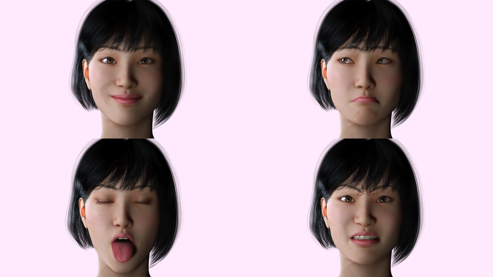 Asian Woman Base Shape Clean Low-poly 3D model_8