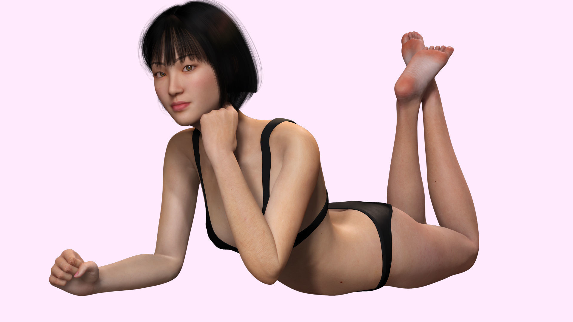 Asian Woman Base Shape Clean Low-poly 3D model_15