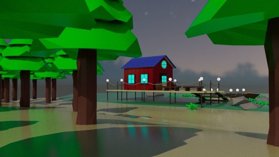 low poly house  Free low-poly 3D model_1