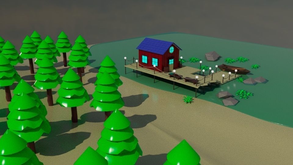 low poly house  Free low-poly 3D model_2