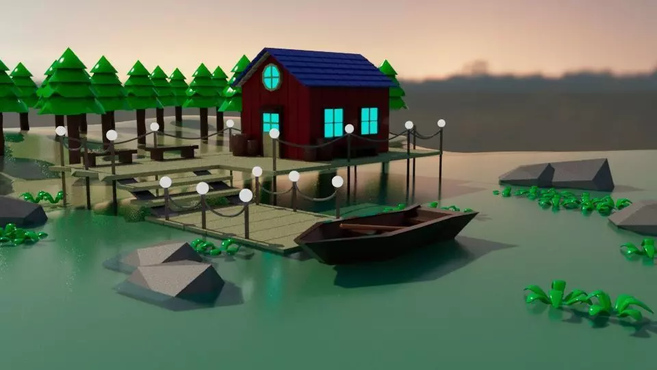 low poly house  Free low-poly 3D model_0
