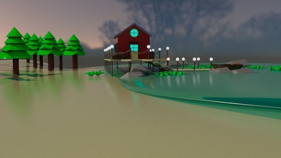 low poly house  Free low-poly 3D model_3