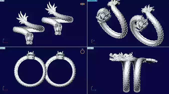 Dragon ring wrapped around finger 3D print model