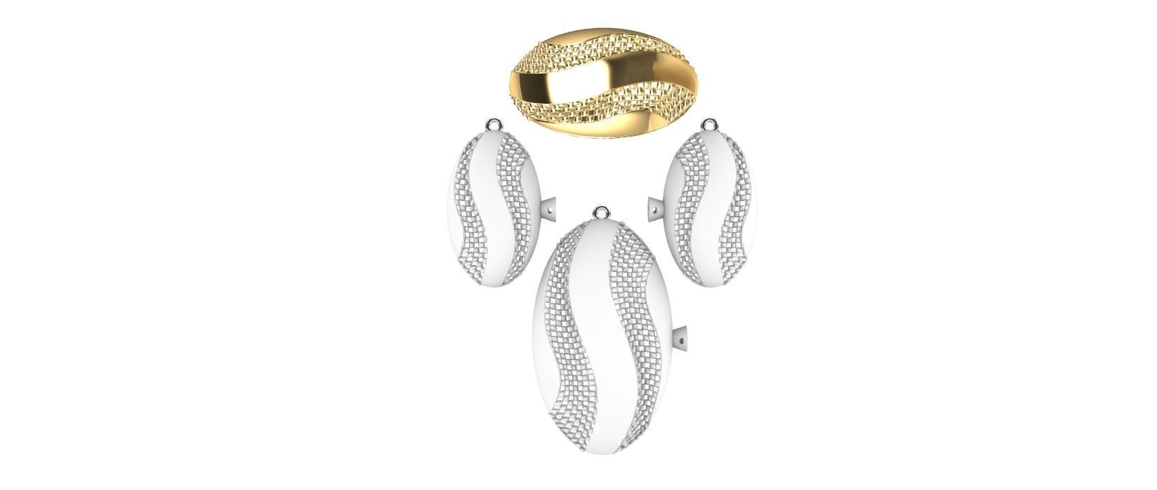  gold set ring earing pandent 3D print model_1