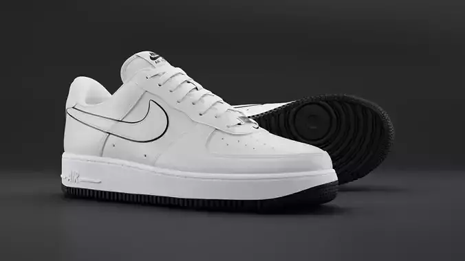 Nike Air Force 1 Low White Black 3D model
