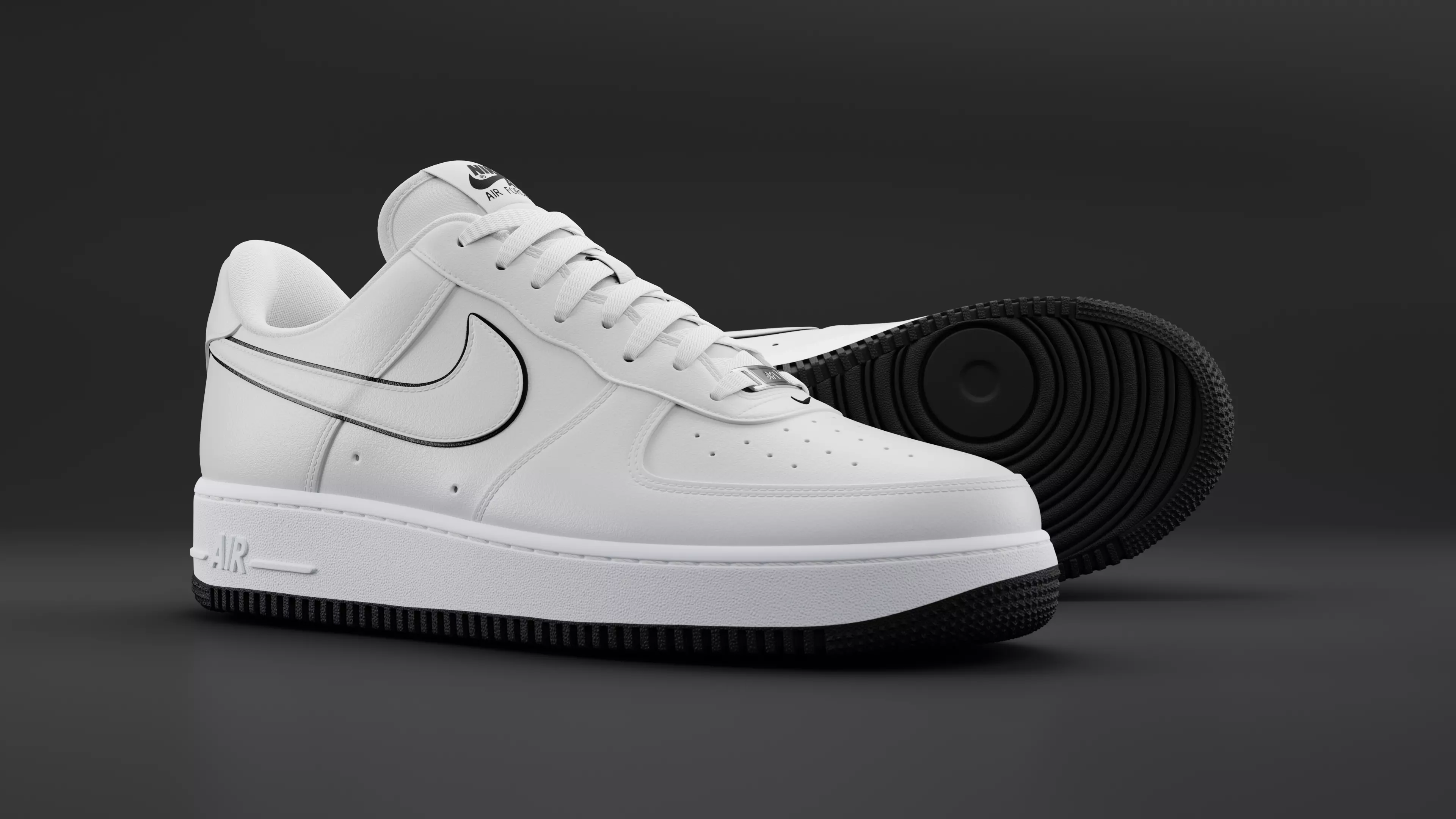 Nike Air Force 1 Low White Black 3D model
