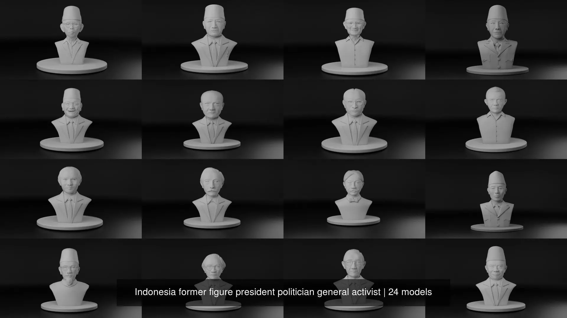 Indonesia former figure president politician general activist 3D Model Collection_0