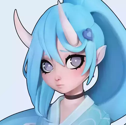 Blue Girl - Fantasy - Stylized