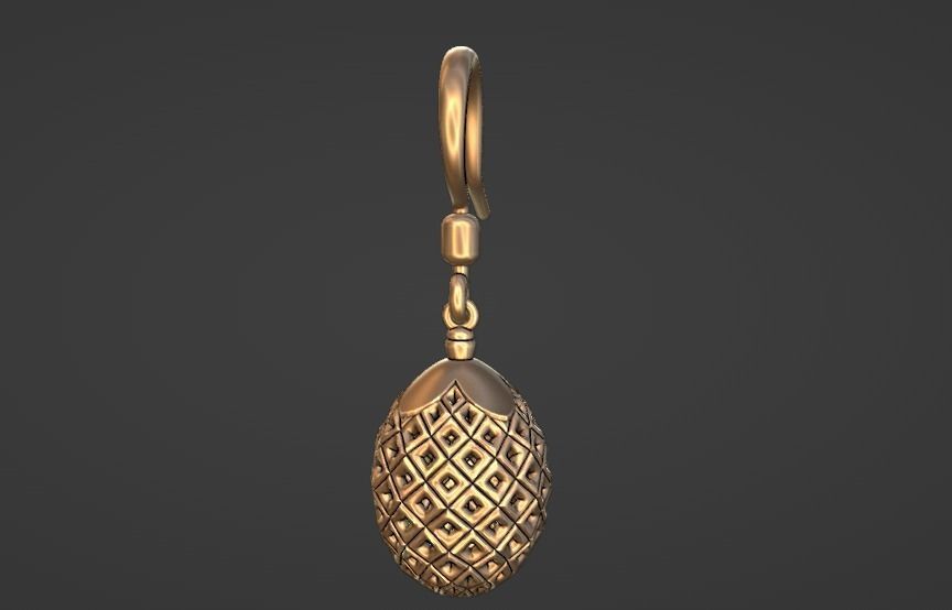 lattice jali pina earring pendant set 3D print model_4