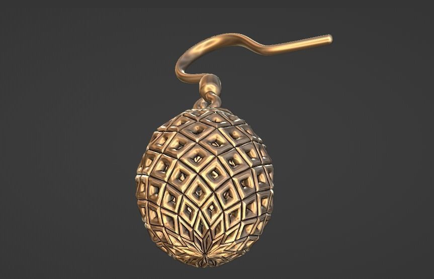 lattice jali pina earring pendant set 3D print model_2