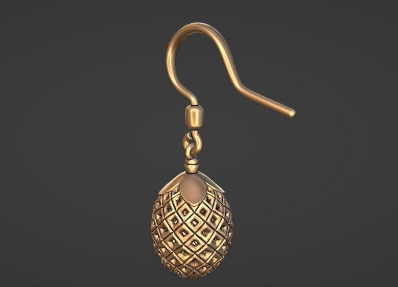 lattice jali pina earring pendant set 3D print model_1