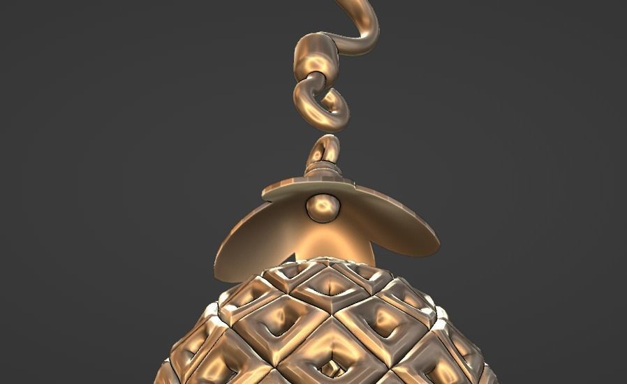 lattice jali pina earring pendant set 3D print model_6