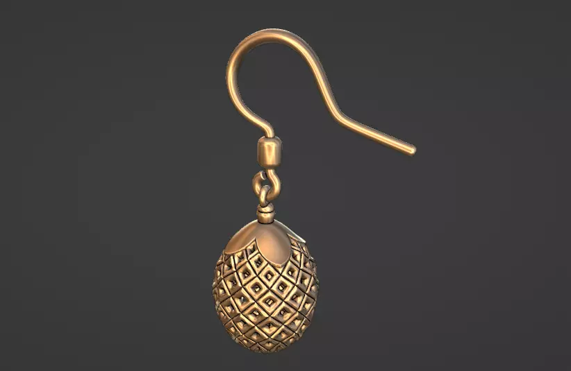 lattice jali pina earring pendant set 3D print model_0