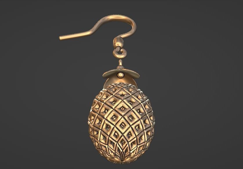 lattice jali pina earring pendant set 3D print model_5