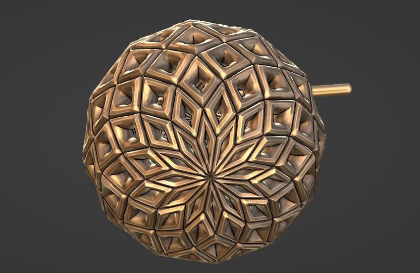 lattice jali pina earring pendant set 3D print model_7