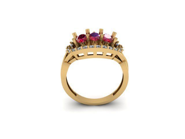 ruby and diamond ring 3D print model_4