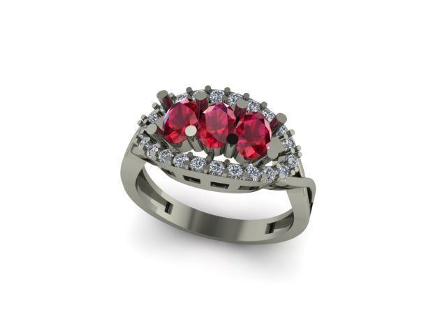 ruby and diamond ring 3D print model_3