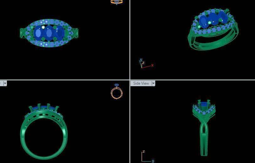 ruby and diamond ring 3D print model_12