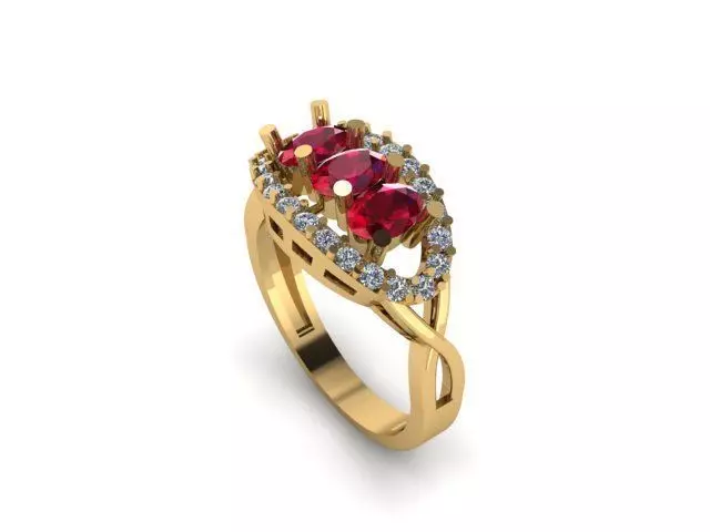 ruby and diamond ring 3D print model_0