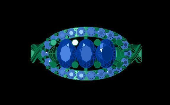 ruby and diamond ring 3D print model_9