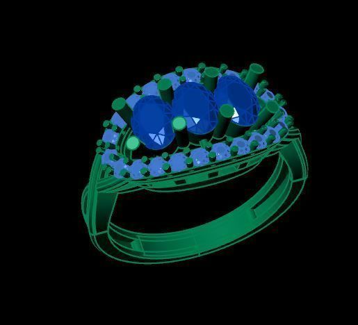 ruby and diamond ring 3D print model_8