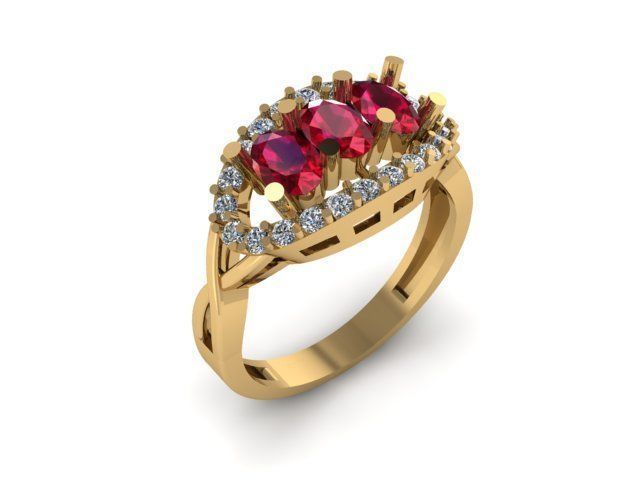 ruby and diamond ring 3D print model_6