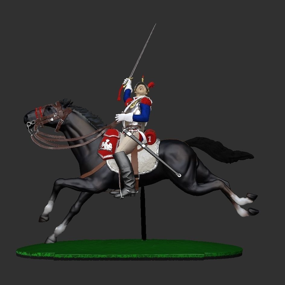 Napoleonic Cuirassier Charging 3D print model_6
