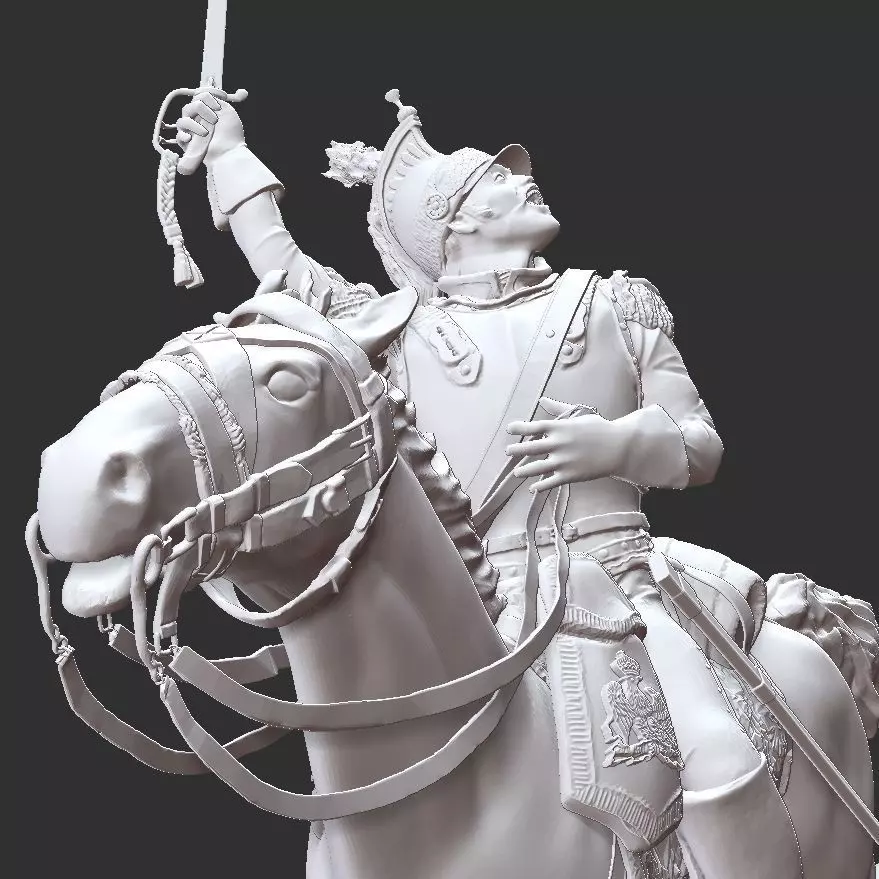 Napoleonic Cuirassier Charging 3D print model_0