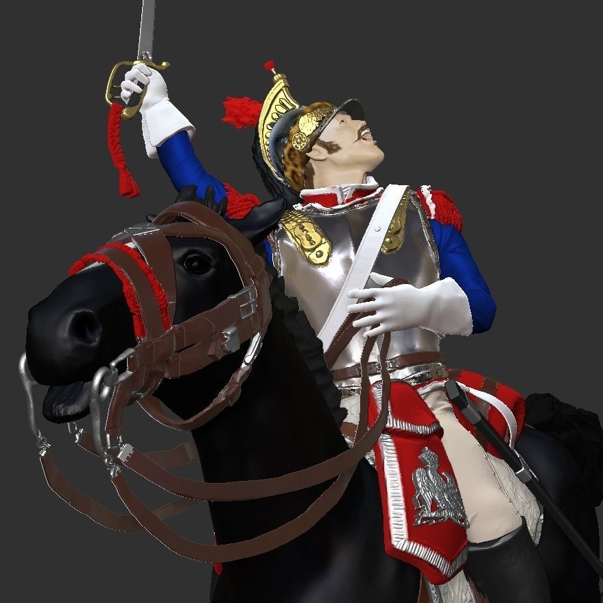 Napoleonic Cuirassier Charging 3D print model_1