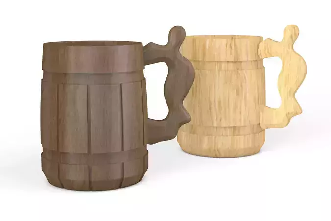 Two Wooden Beer Mugs