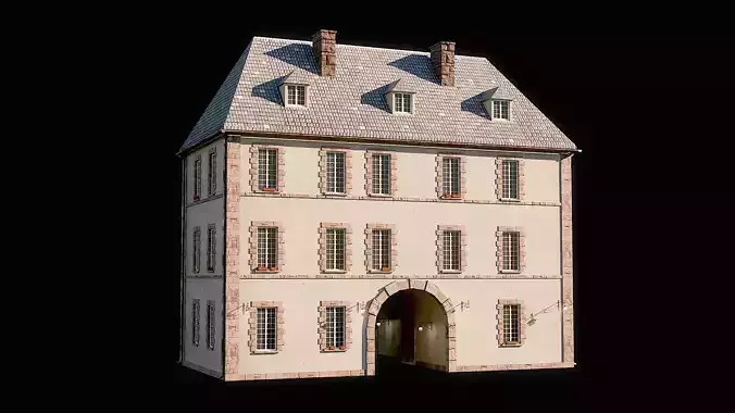 Medieval Building Low-poly 3D model