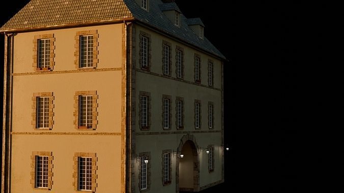 Medieval Building Low-poly 3D model 3