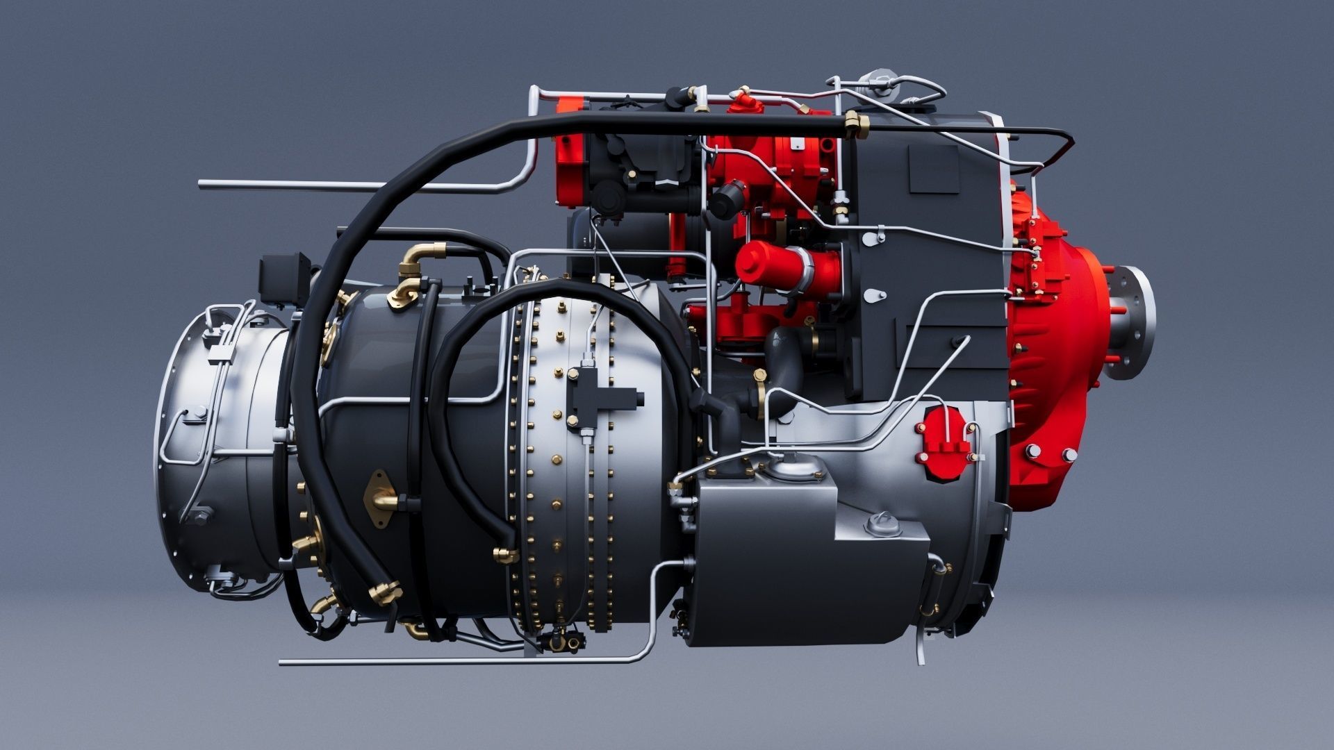 Engine TPE331 3D model_2