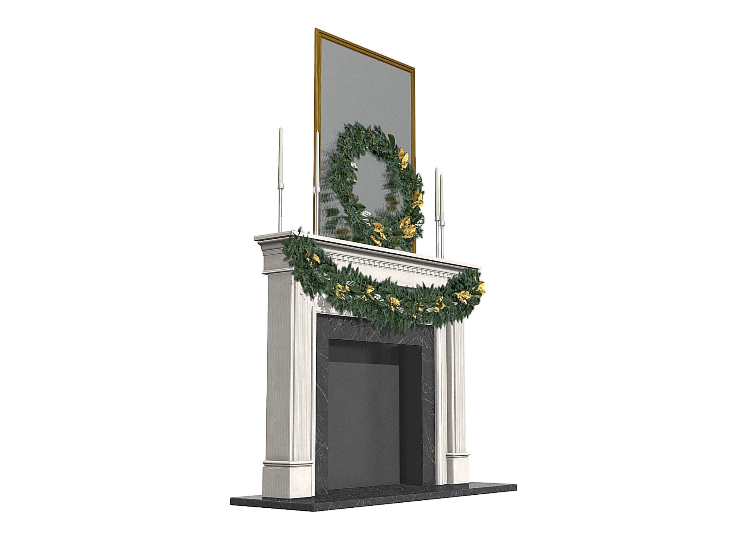 Christmas Firestone Mantel Low-poly 3D model_5