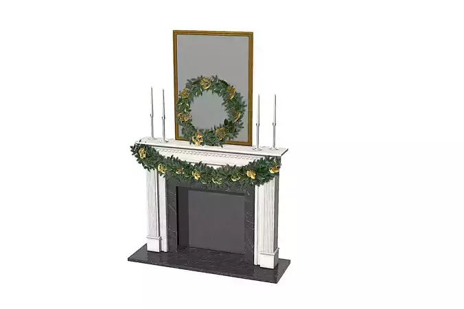 Christmas Firestone Mantel Low-poly 3D model
