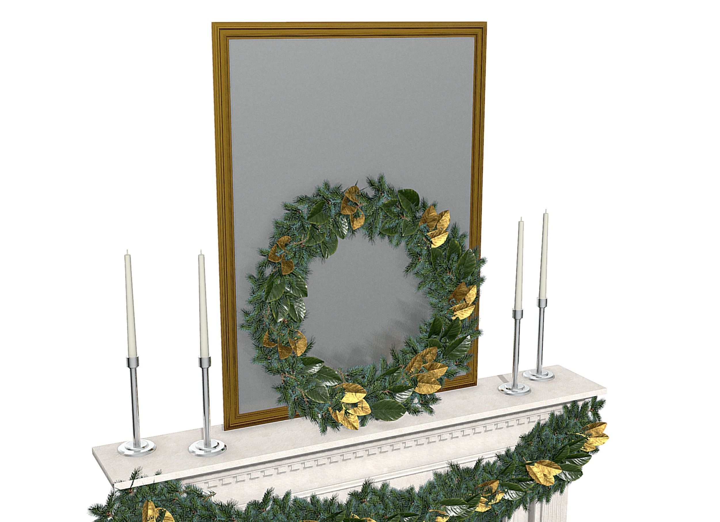 Christmas Firestone Mantel Low-poly 3D model_3