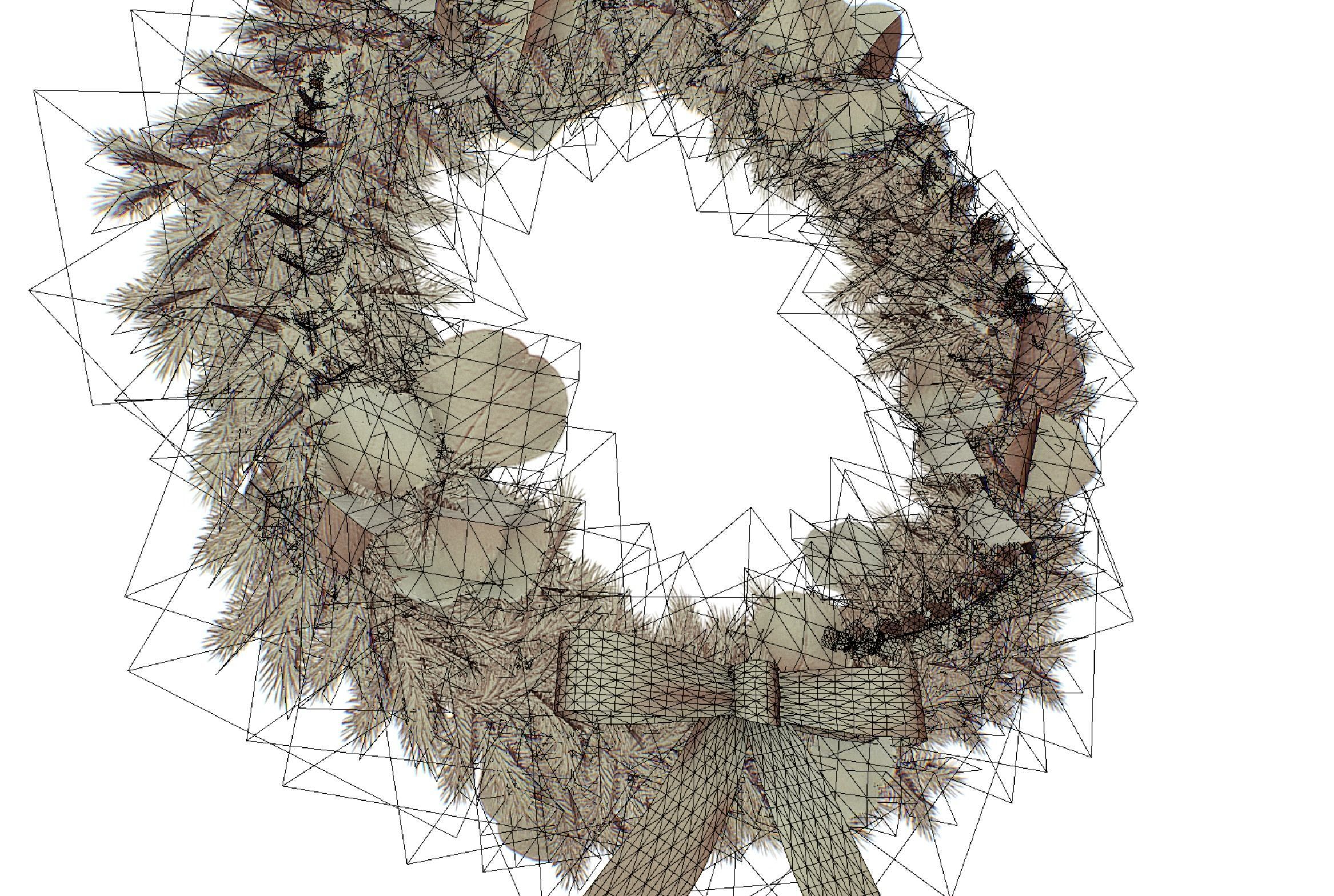Christmas Wreath Version 1 Low-poly 3D model_9