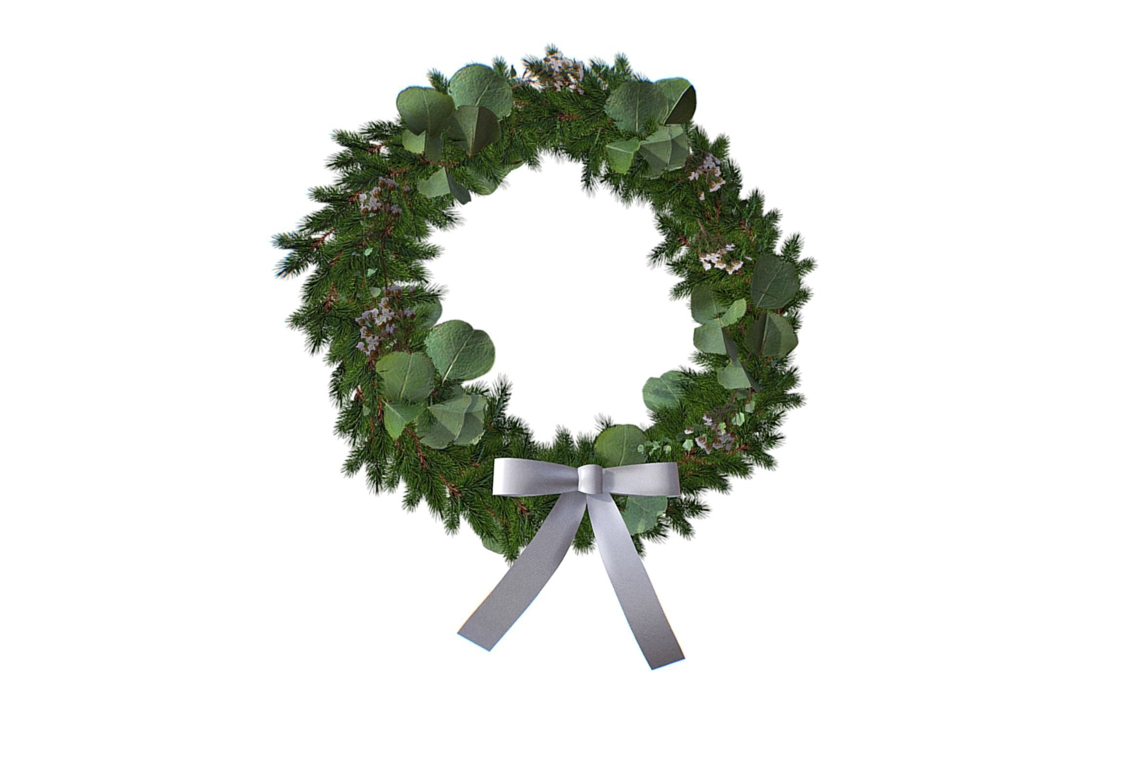 Christmas Wreath Version 1 Low-poly 3D model_4