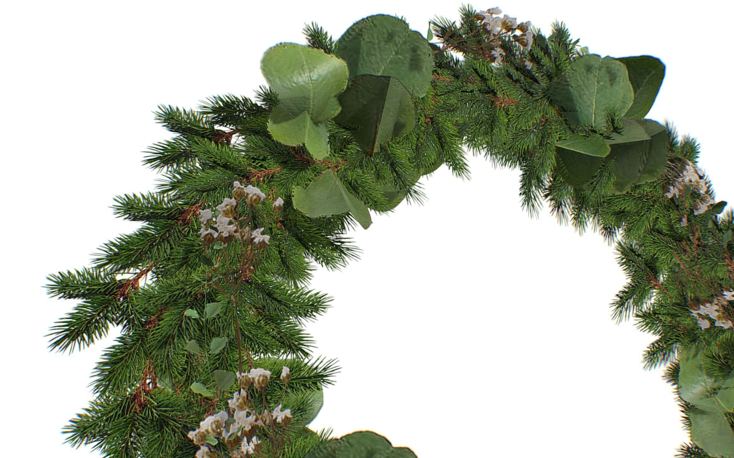 Christmas Wreath Version 1 Low-poly 3D model_2