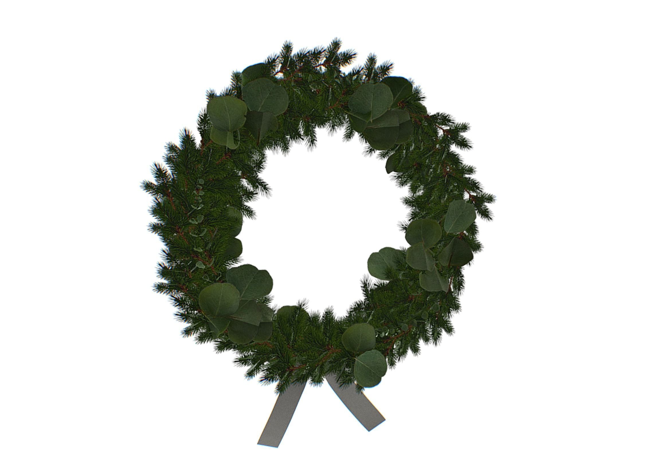 Christmas Wreath Version 1 Low-poly 3D model_7