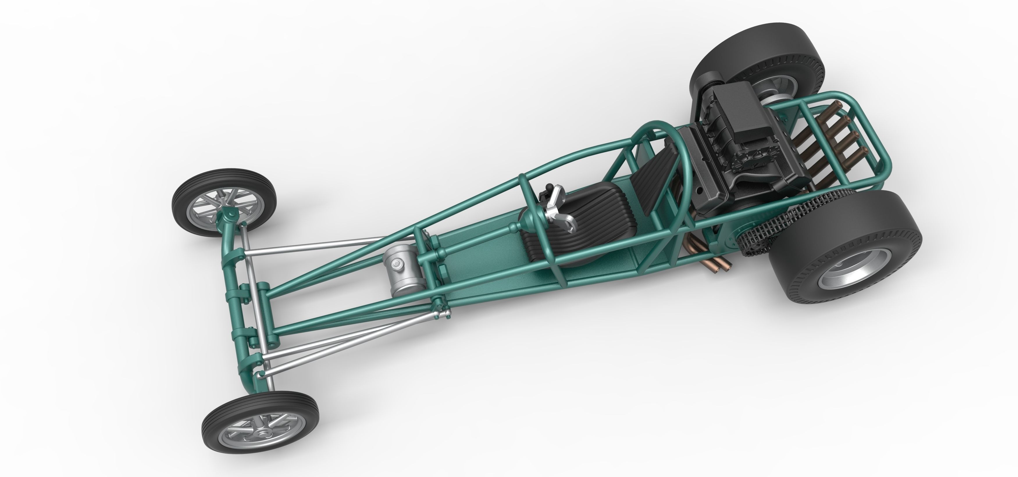 Rear engine old school dragster Scale 1 to 25 3D print model_4