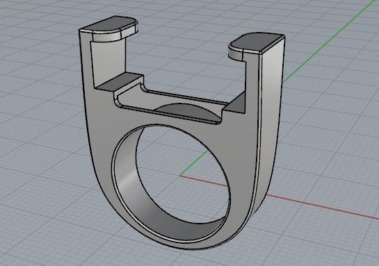 Mens ring with large width and square stone N01508 3D print model_4