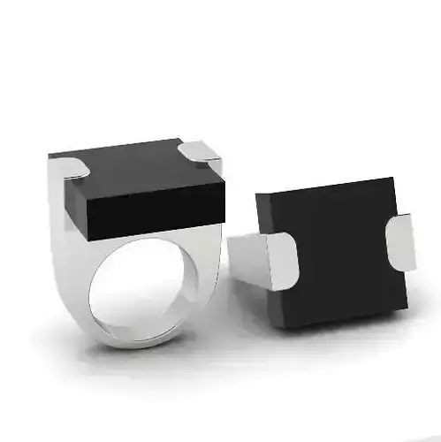 Mens ring with large width and square stone N01508