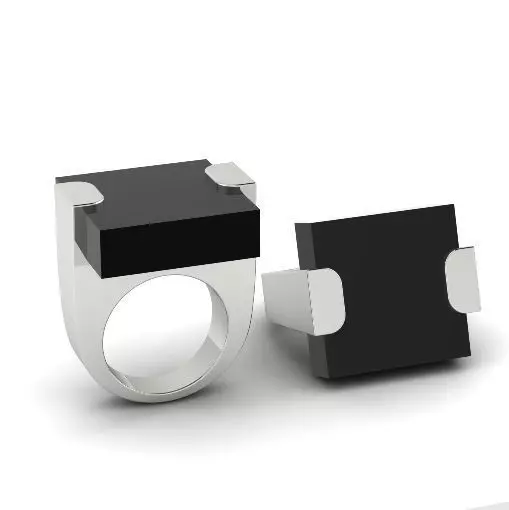 Mens ring with large width and square stone N01508 3D print model_0