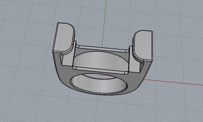 Mens ring with large width and square stone N01508 3D print model_5