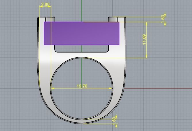 Mens ring with large width and square stone N01508 3D print model_6