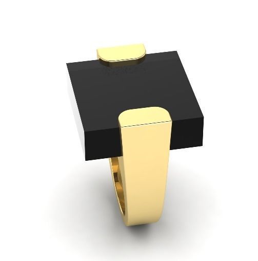 Mens ring with large width and square stone N01508 3D print model_2
